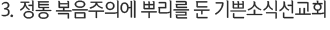 3. 정통 복음주의에 뿌리를 둔 기쁜소식선교회